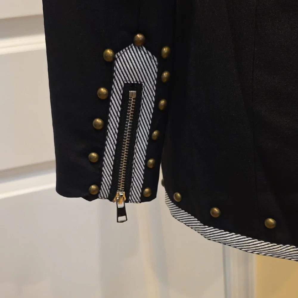 Chic Black Studded Women's Blazer - Picture 6 of 9